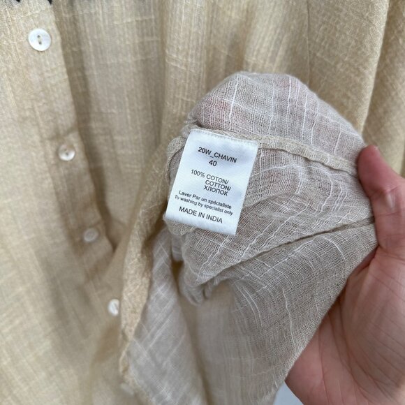 Mes Demoiselles Chevin Blouse Size FR 40/US 8 Neutral Peruvian Pattern Bat Wing - Picture 8 of 14